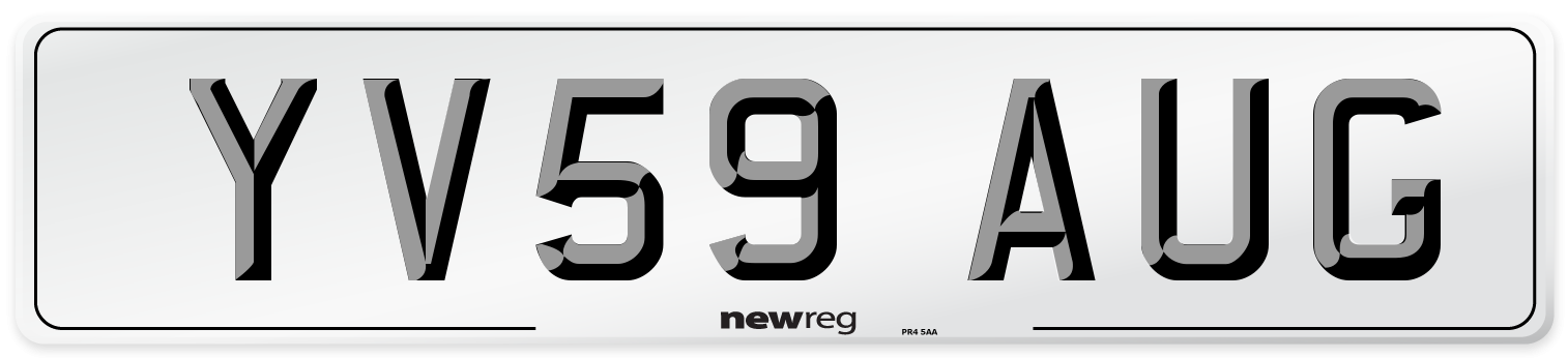 YV59 AUG Number Plate from New Reg
